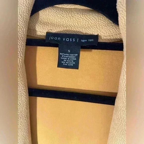 Joan Vass Golden Yellow Lightweight Faux Leather Long Open Concept Coat Sz Small - Picture 6 of 7